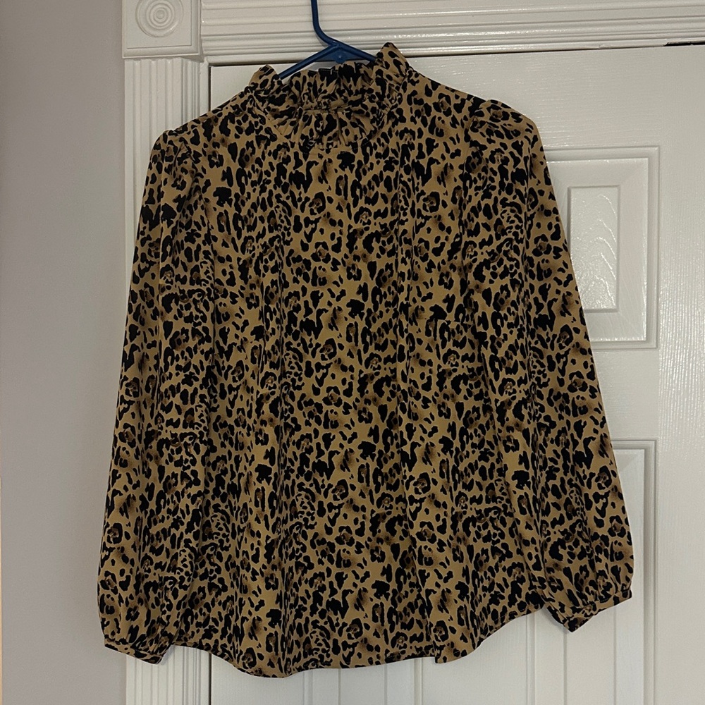 J. Crew Leopard Print Blouse in Tan and Black